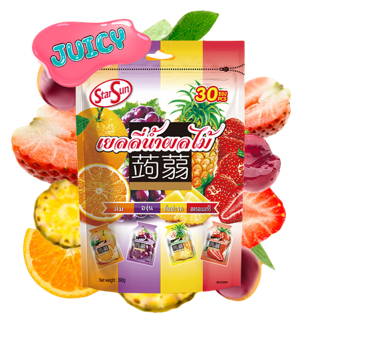 JUICY Orange, Grape, Pineapple & Strawberry flavors